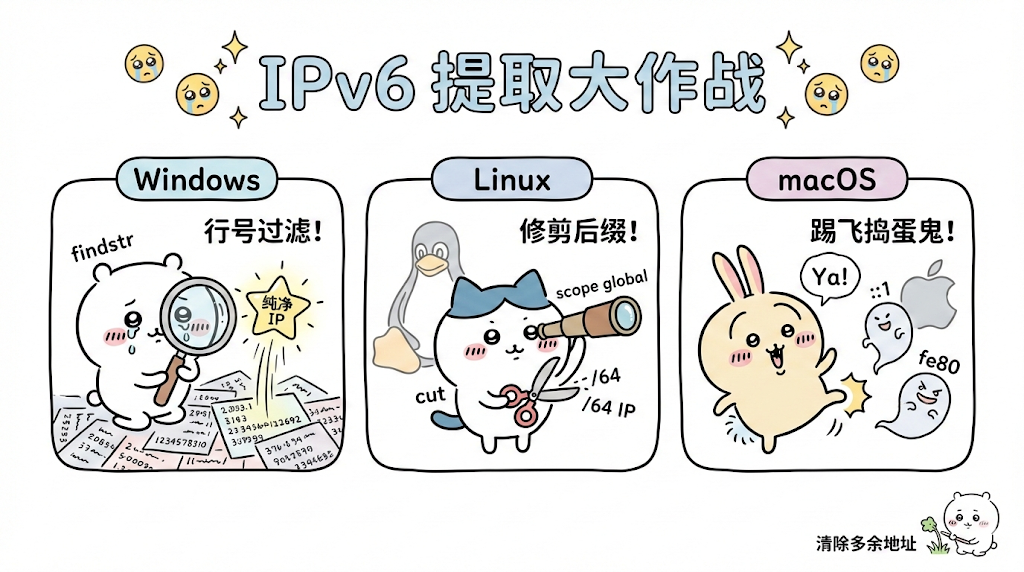 图片[1]-使用命令行提取公网 IPv6 地址-天煜博客
